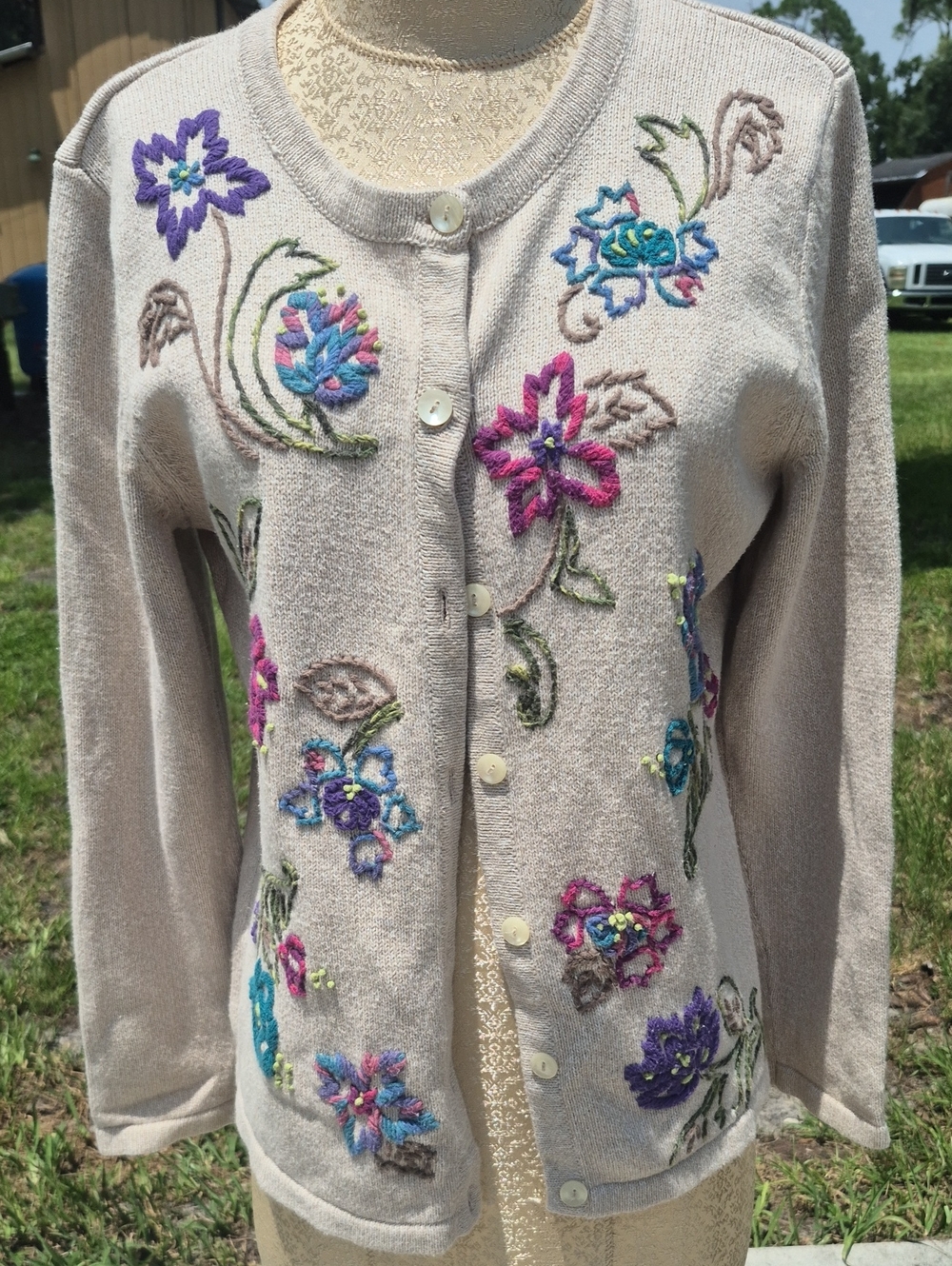 Appleseed's Limited Edition Long Sleeve Button Up Front Cardigan Large Floral